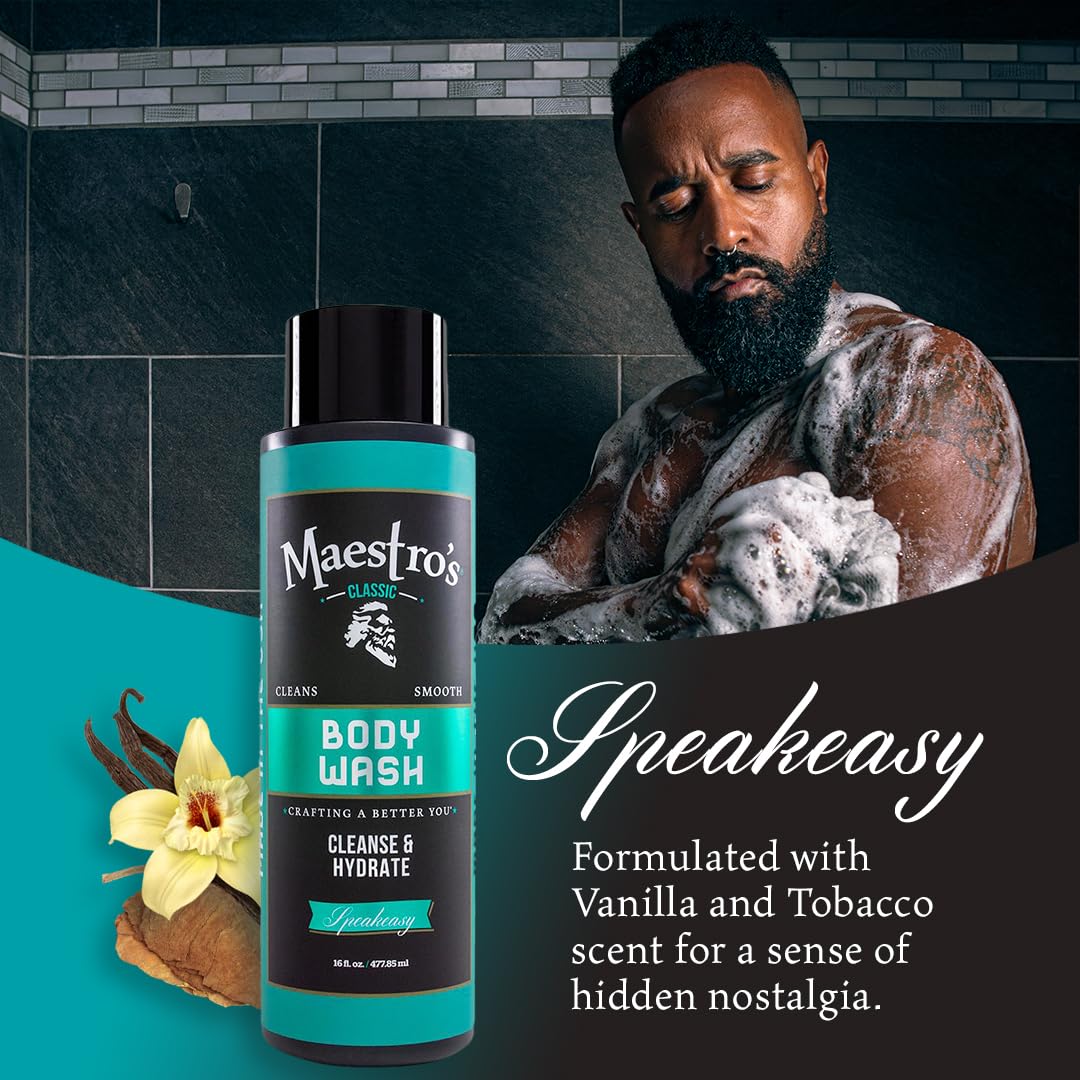 Maestro's Classic BATH WASH - Conditioning Bath Wash, Cleans and Hydrates, Speakeasy Blend, 16 Ounce