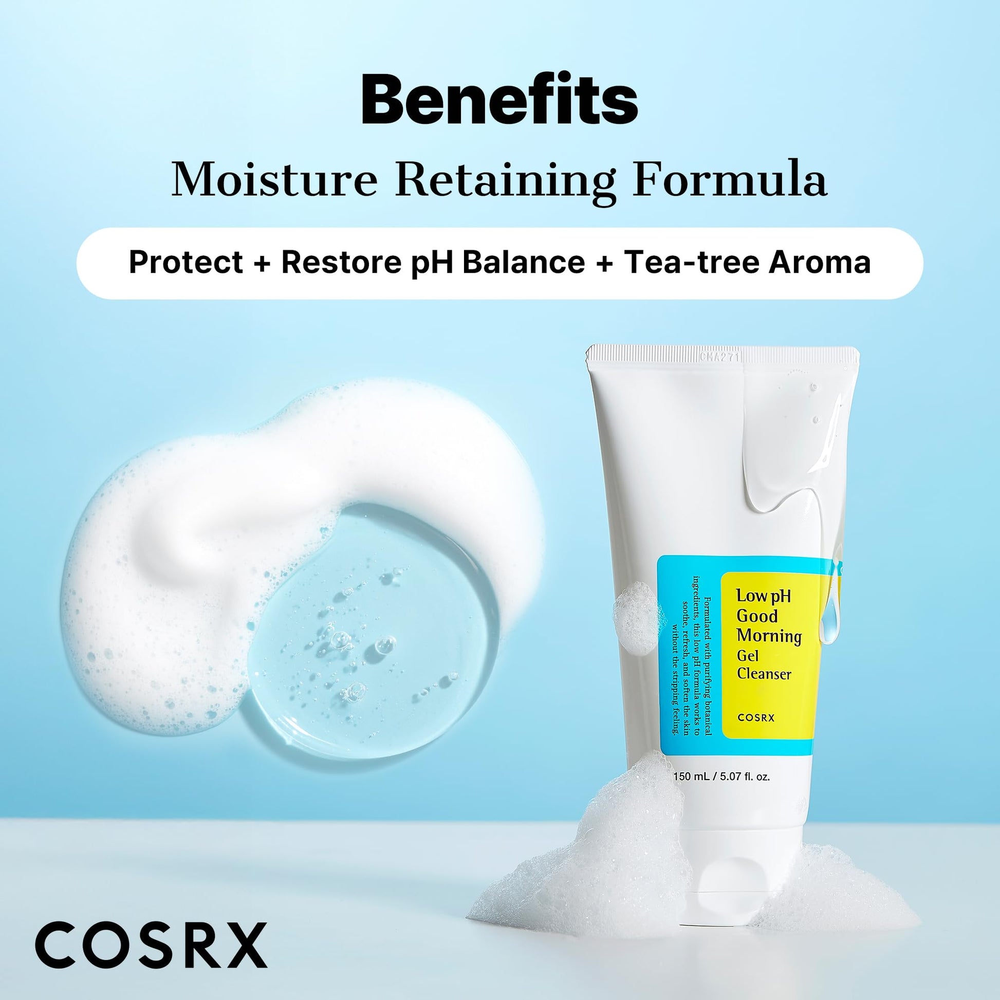 COSRX Low pH Good Morning Gel Face Cleanser, Gentle Face Wash, 5.07 fl oz