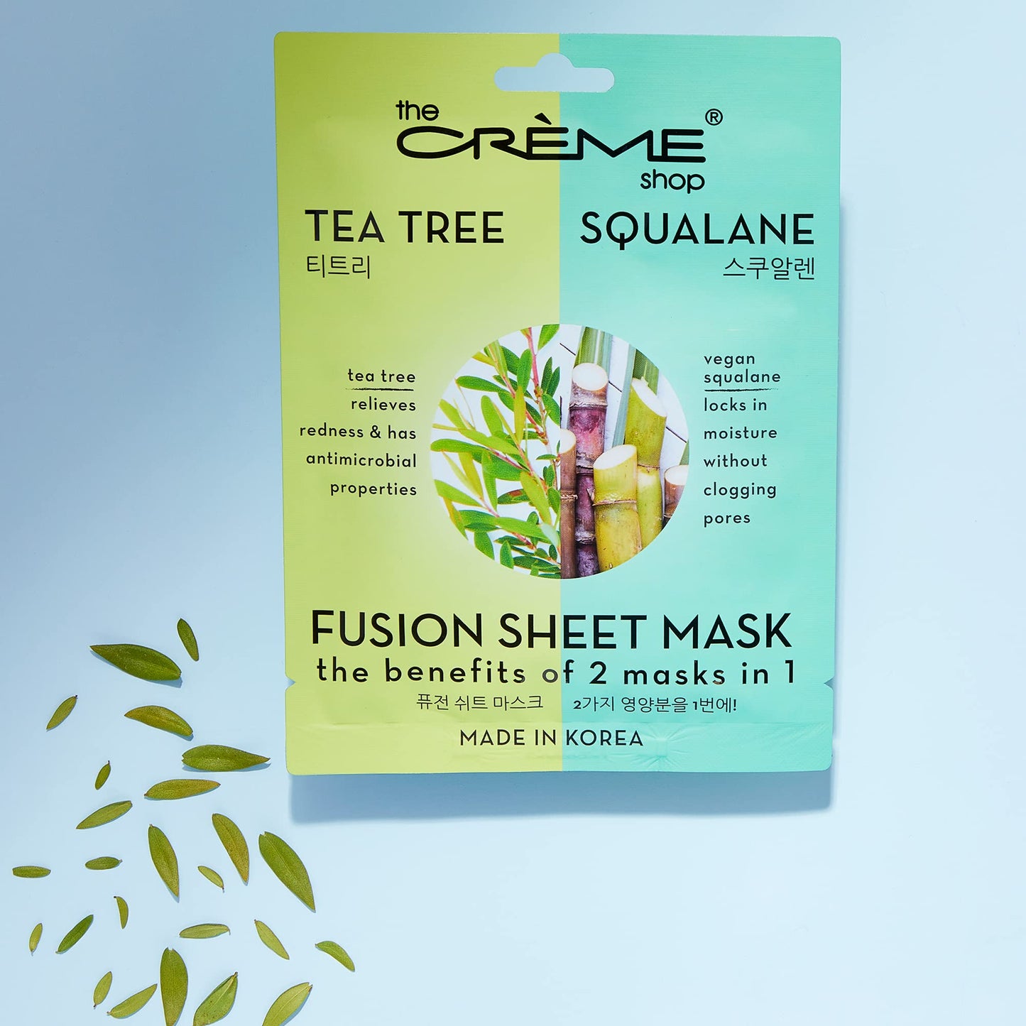 The Crème Shop Tea Tree & Squalane Fusion Sheet Mask, Korean Sheet Mask, Tea Tree Face Mask with