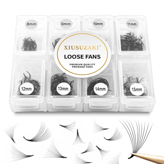 Premade Fans Eyelash Extensions 600 Fans 12D Volume Lash Extensions 0.03 Thickness Eyelash Extension C Curl Premade Lash Fans Mix 8-15mm Fluffy Soft Handmade Loose Fan(600Fans-12D-0.03-C,8-15mm)