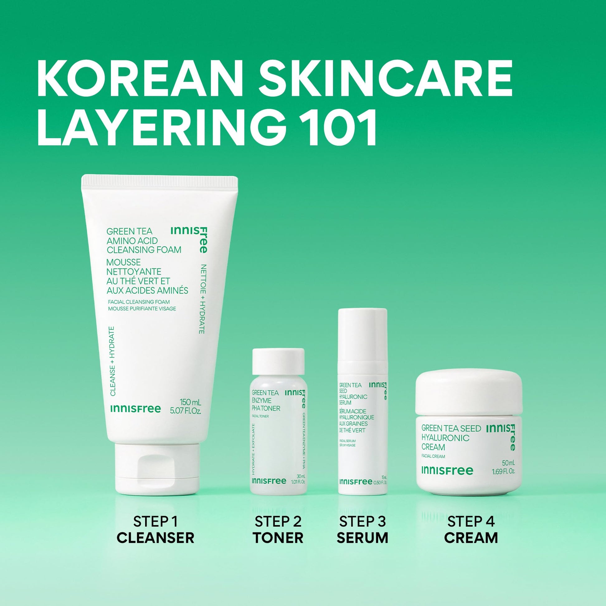 innisfree Hydration Heroes Set with Green Tea, Korean Skincare Kit Featuring Moisturizing Serum