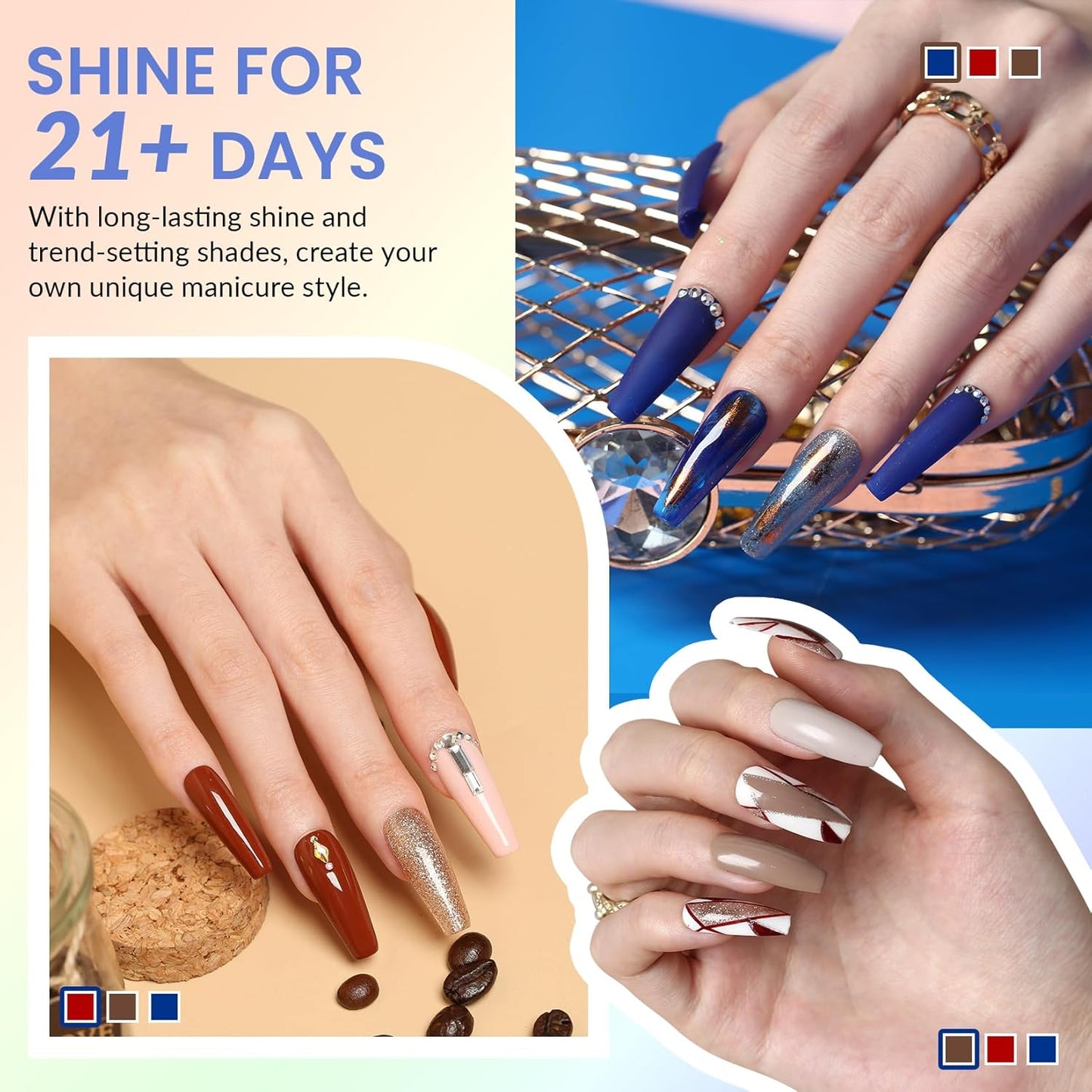 VANREESA 42 Pcs Gel Nail Polish Kit with U V Light 24 Colors Gel Polish Nail Kit Pink Red Orange Yellow Green Brown Blue Purple Gray Complete Nail Kit with Manicure Tools Gifts for Women