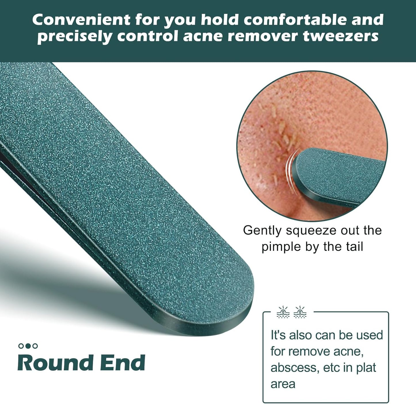 WSYUB Upgrade Professional Facial Blackhead Remover Tweezers, Ingrown Hair Tweezers,Extractor Acne Removal, Pimple Popper Tool,Green