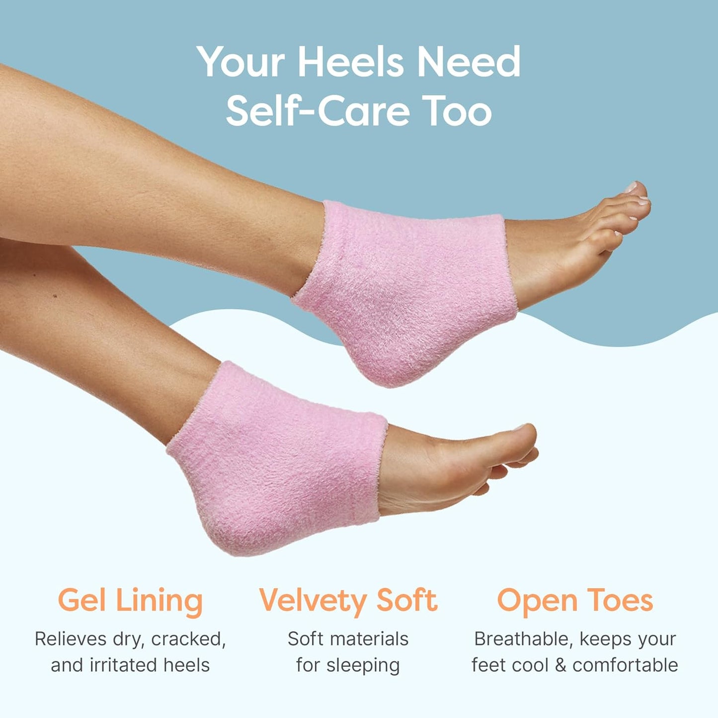 ZenToes Moisturizing Socks for Cracked Heel Treatment - Vitamin E, Olive Oil and Jojoba Oil Infused Heel Socks to Soften and Hydrate (Fuzzy Pink, Regular)