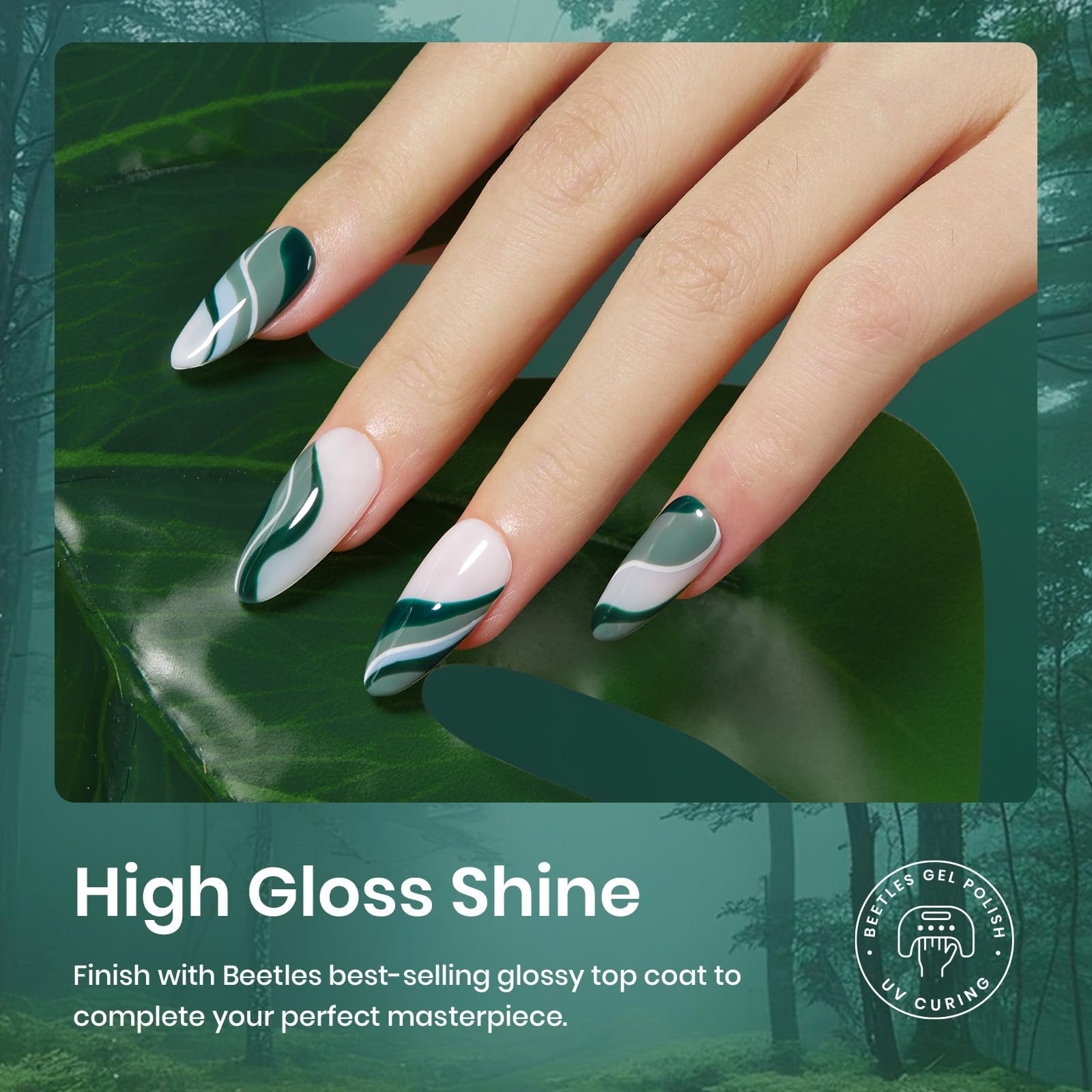 Beetles Green Gel Polish Set, 6 Colors Misty Forest Collection