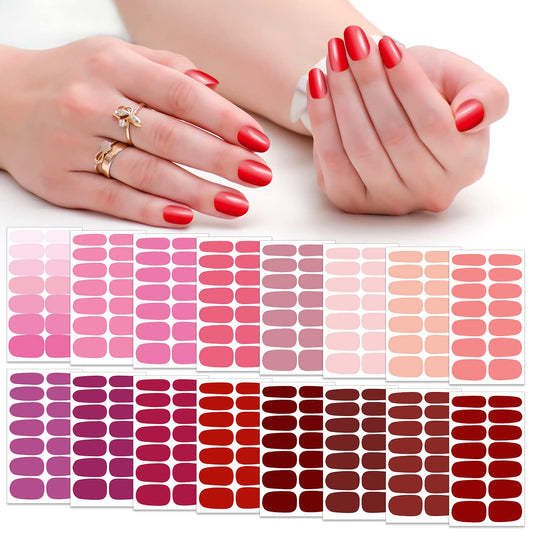 SILPECWEE 16 Sheets Nail Polish Stickers Full Nail Wraps Stick on Nail Polish Strips Self Adhesive