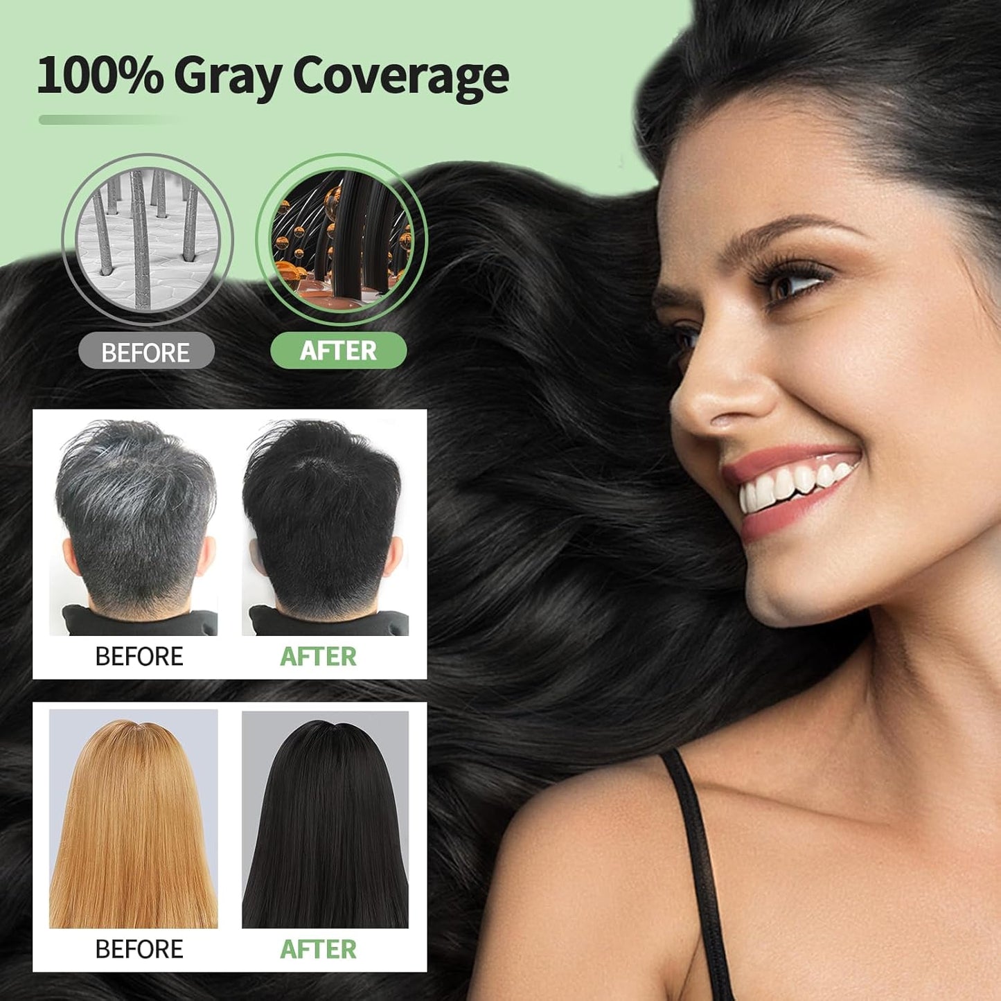 Leorx Black Hair Dye Shampoo, 16.9 Fl Oz - 3 In 1 Color For Gray Hair Instant Herbal Coloring For Women & Men - Ammonia Free