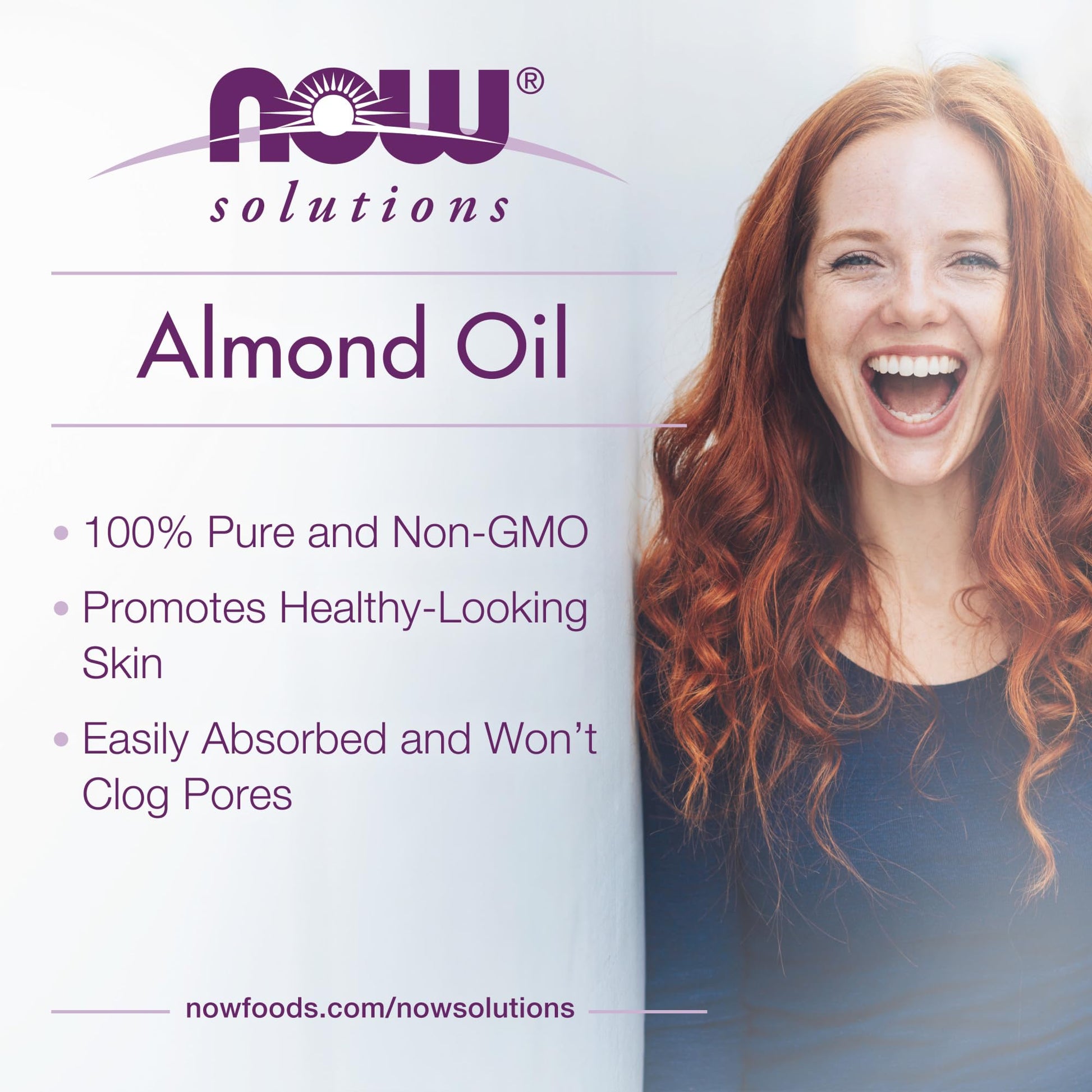 NOW Foods Solutions, Sweet Almond Oil, 100% Pure Moisturizing Oil, Promotes Healthy-Looking Skin