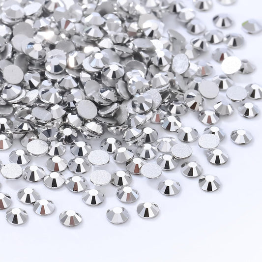 Silver Flatback Rhinestones, Glass Rhinestones for Nail Art and Craft, Glue Fix, Loose Crystal