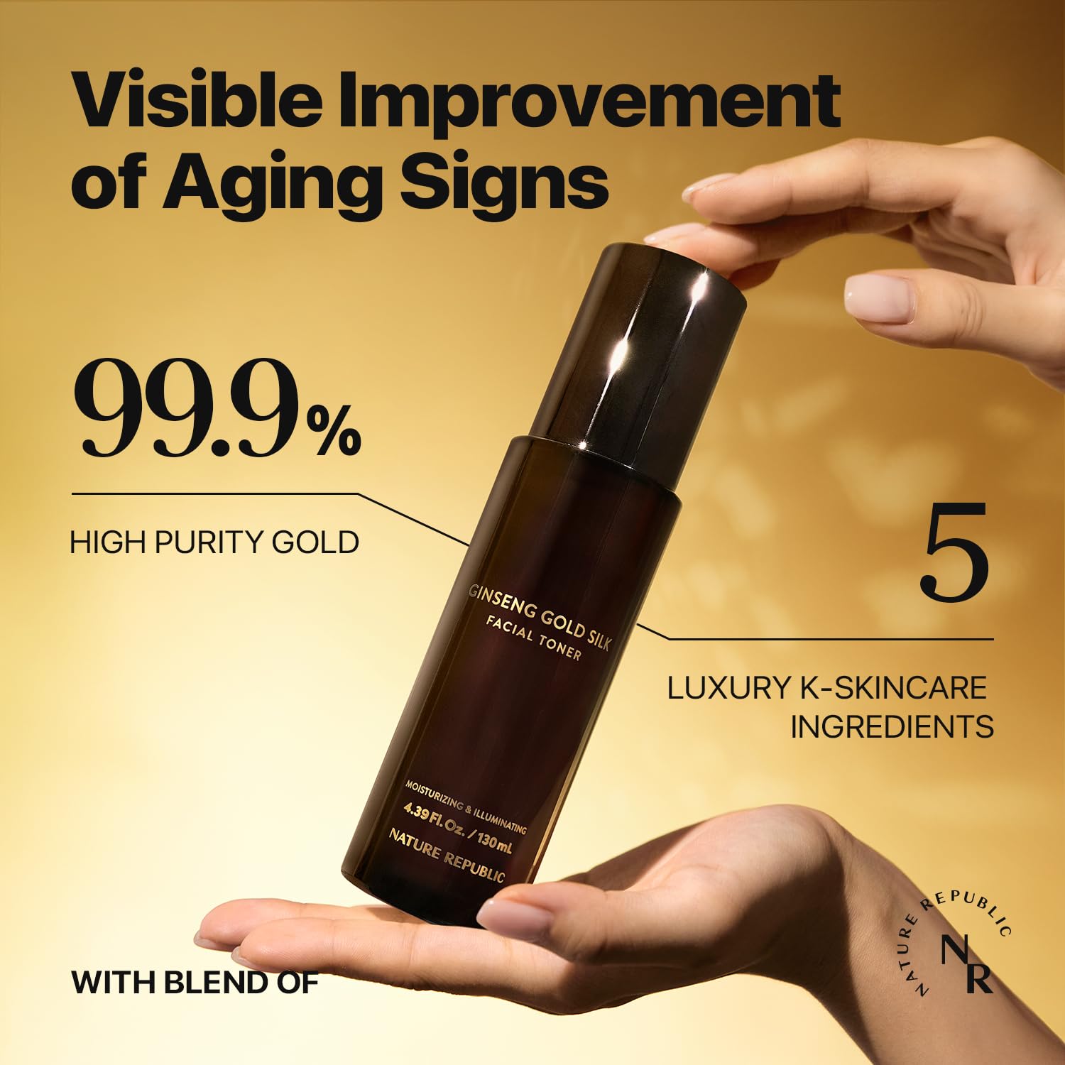 Nature Republic Ginseng Gold Silk Facial Toner | Hydrating Glow Toner, Niacinamide & Silk Amino