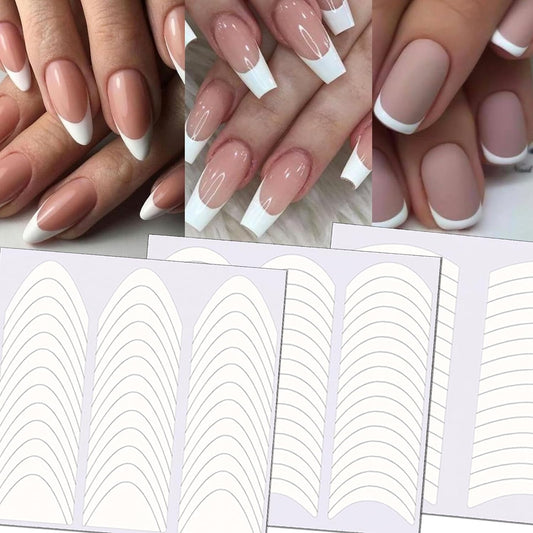 TailaiMei 36 Sheets 1368 Pieces French Manicure Nail Art Stickers, 3 Designs Self-Adhesive Nail