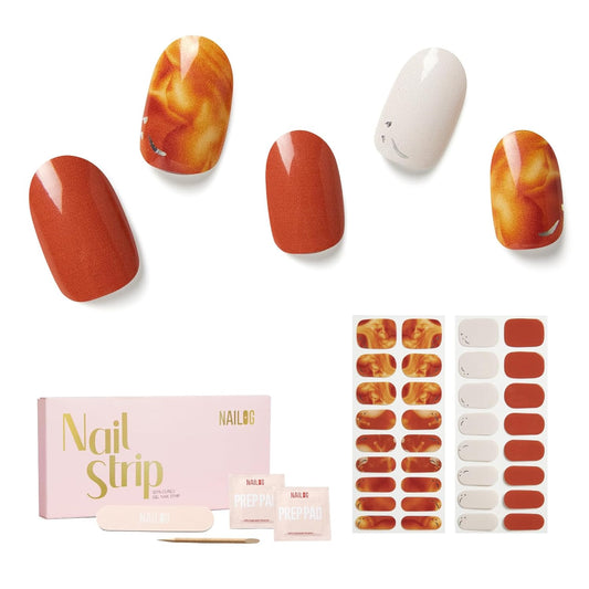 NAILOG Semi Cured Gel Strips - 34 Pcs Nail Stickers Buy 2 Get 1 UV Light | Long Lasting Wraps With