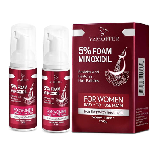 5% Minoxidil Foam for Women Hair Growth: Hair Regrowth Treatment for Women, Reduce Hair Thinning & Hair Loss, Nourish Scalp, Thicker & Fuller Hair, 2 x 60g (2-Month Supply)