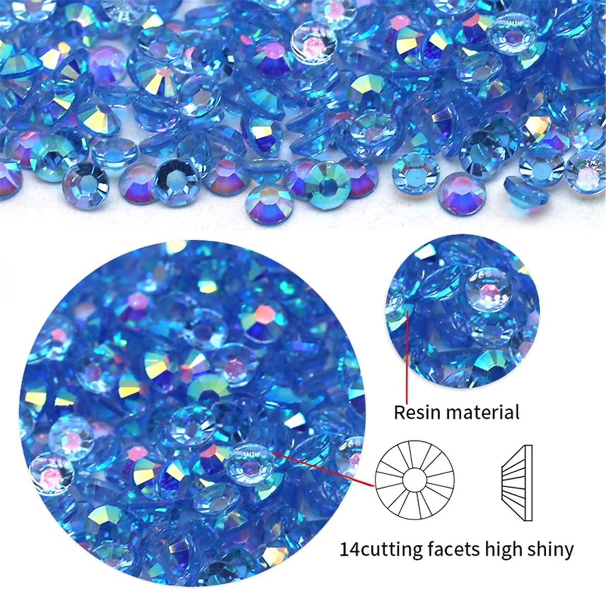 720 Pcs SS30 6mm AB Flatback Rhinestones for Nails Art Crafts Transparent Glitter Round Gems Crystals DIY Clothes Shoes(Clear Light Sapphire AB)