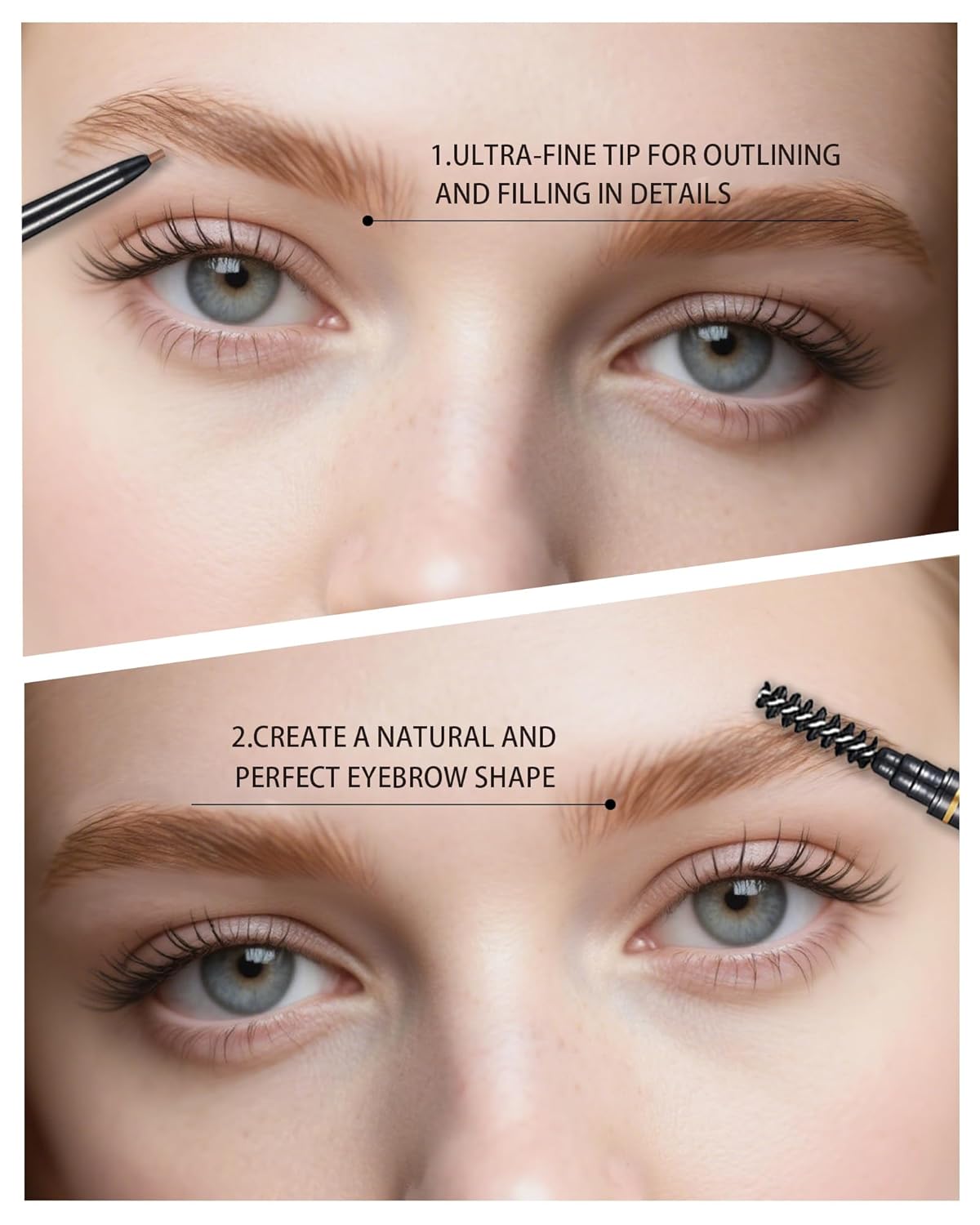Light Brown Eye Brow Pencils for Women, 6Pcs Waterproof Eyebrow Pencil, 1.5mm Micro-Fine Tip & Spiral Brush with Brow Razors Perfect for Creating a Natural and Delicate Eyebrow Look Makeup