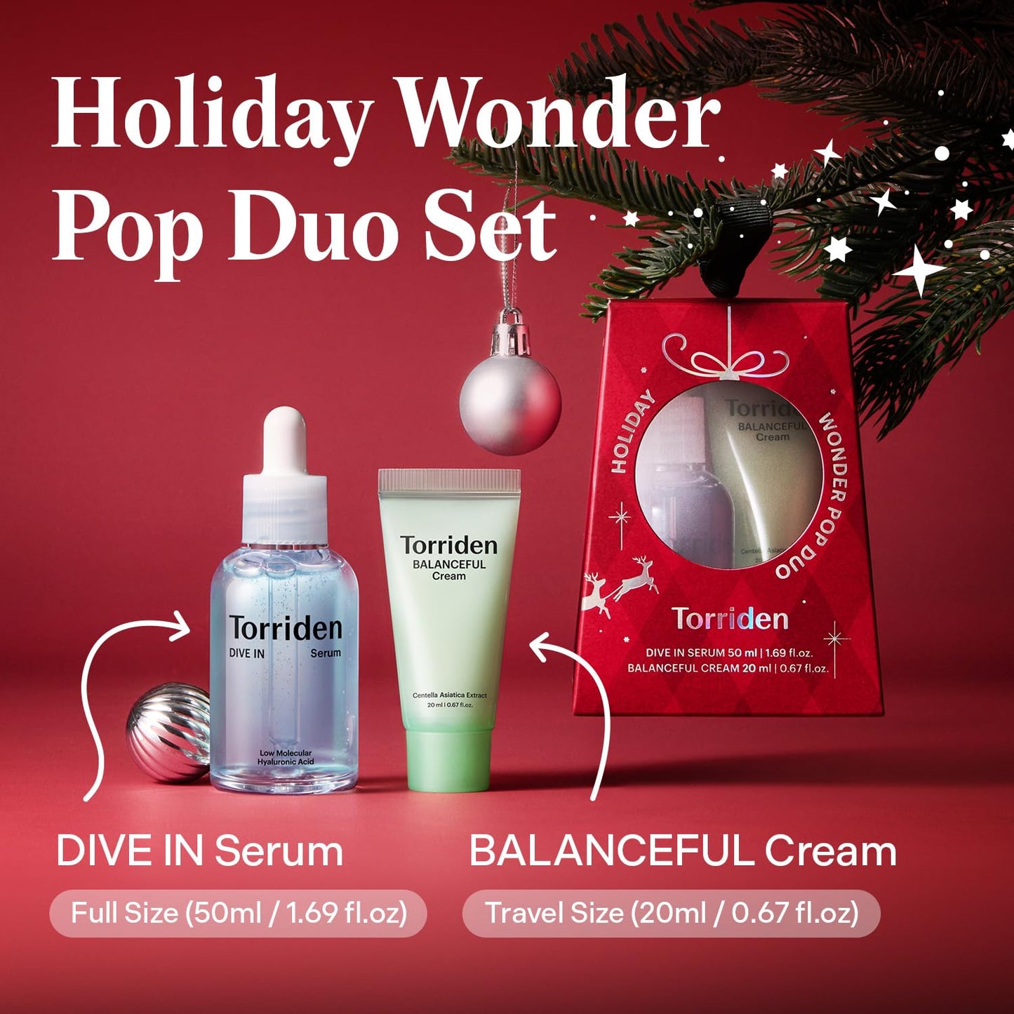 Torriden Holiday Wonder Pop Duo Gift Set (Red) | DIVE IN Hyaluronic Serum + BALANCEFUL Cica Cream |
