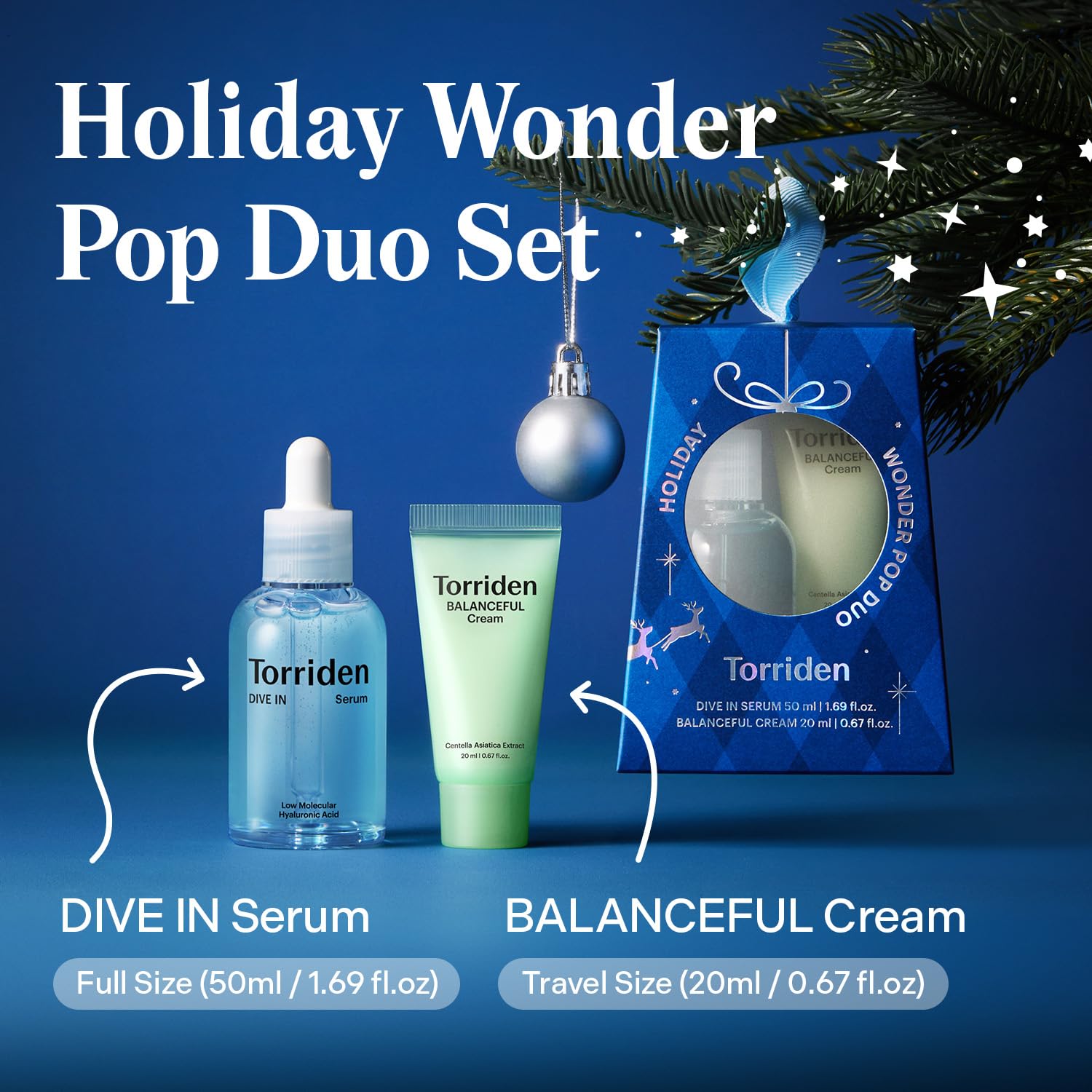 Torriden Holiday Wonder Pop Duo Gift Set (Blue) | DIVE IN Hyaluronic Serum + BALANCEFUL Cica Cream