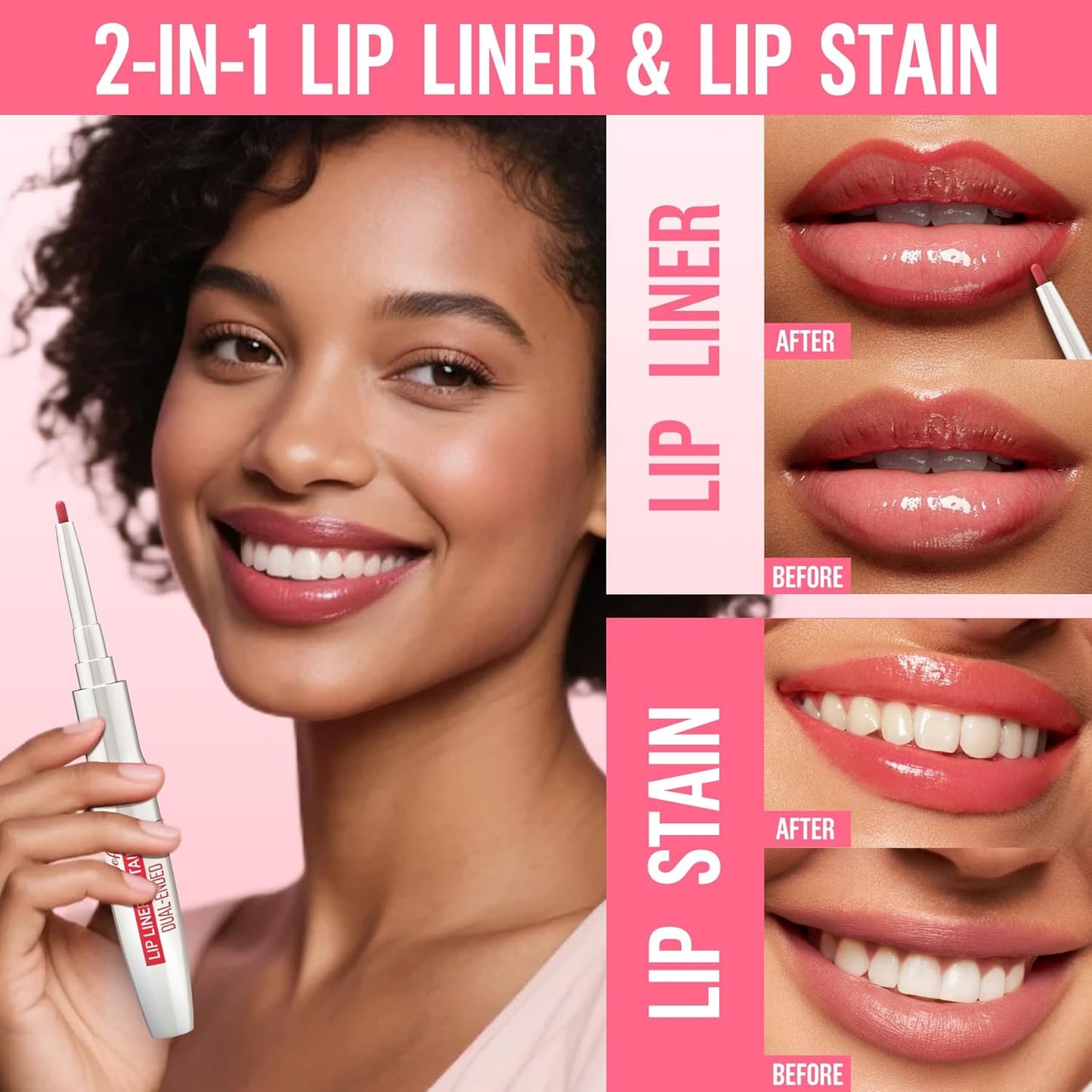 iMethod Lip Liner Stain - Lip Stain, 2-In-1 Dual-Ended Peel Off Lip Stain with Tweezer, Natural Long Lasting Peel Off Lip Liner, Easy to Use for All Skin Types, Stay All Day, Mauve