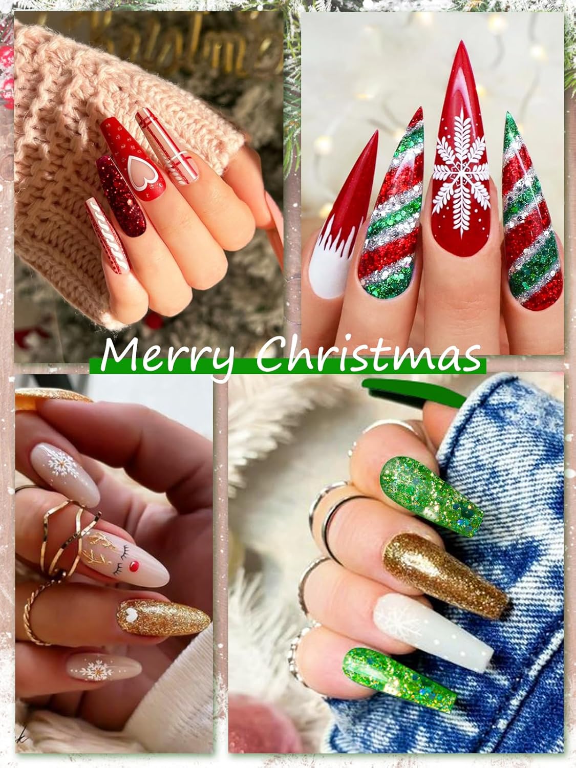 Poly Nail Extension Gel Kit -EBANKU Christmas 6 Colors Poly Nail Gel White Green Red Glitter Golden Classic Colors Christmas Builder Nail Gel Manicure Gift for Nail Art Decoration DIY at Home