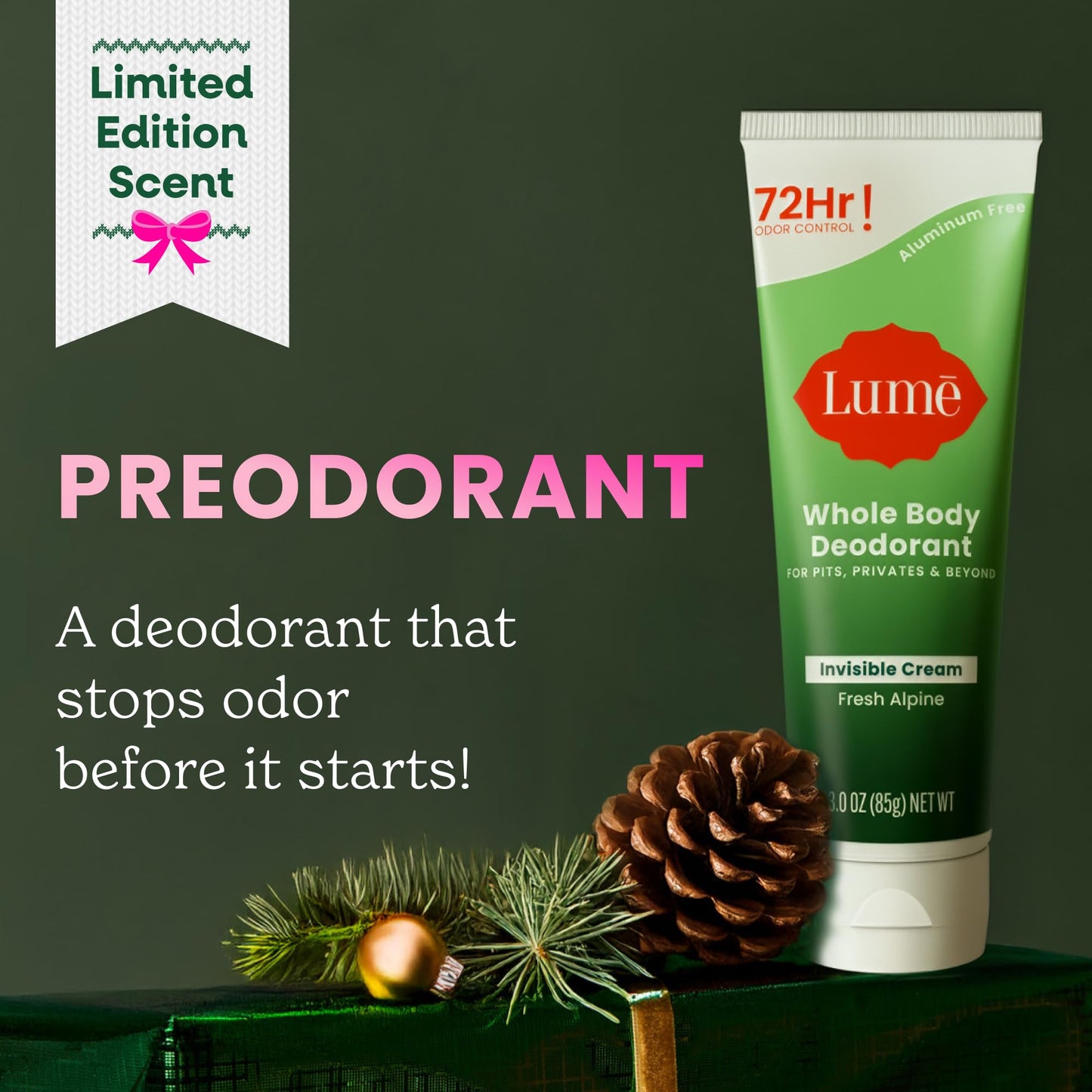 Lume Whole Body Deodorant - Cream Tube - 3 oz (Fresh Alpine)