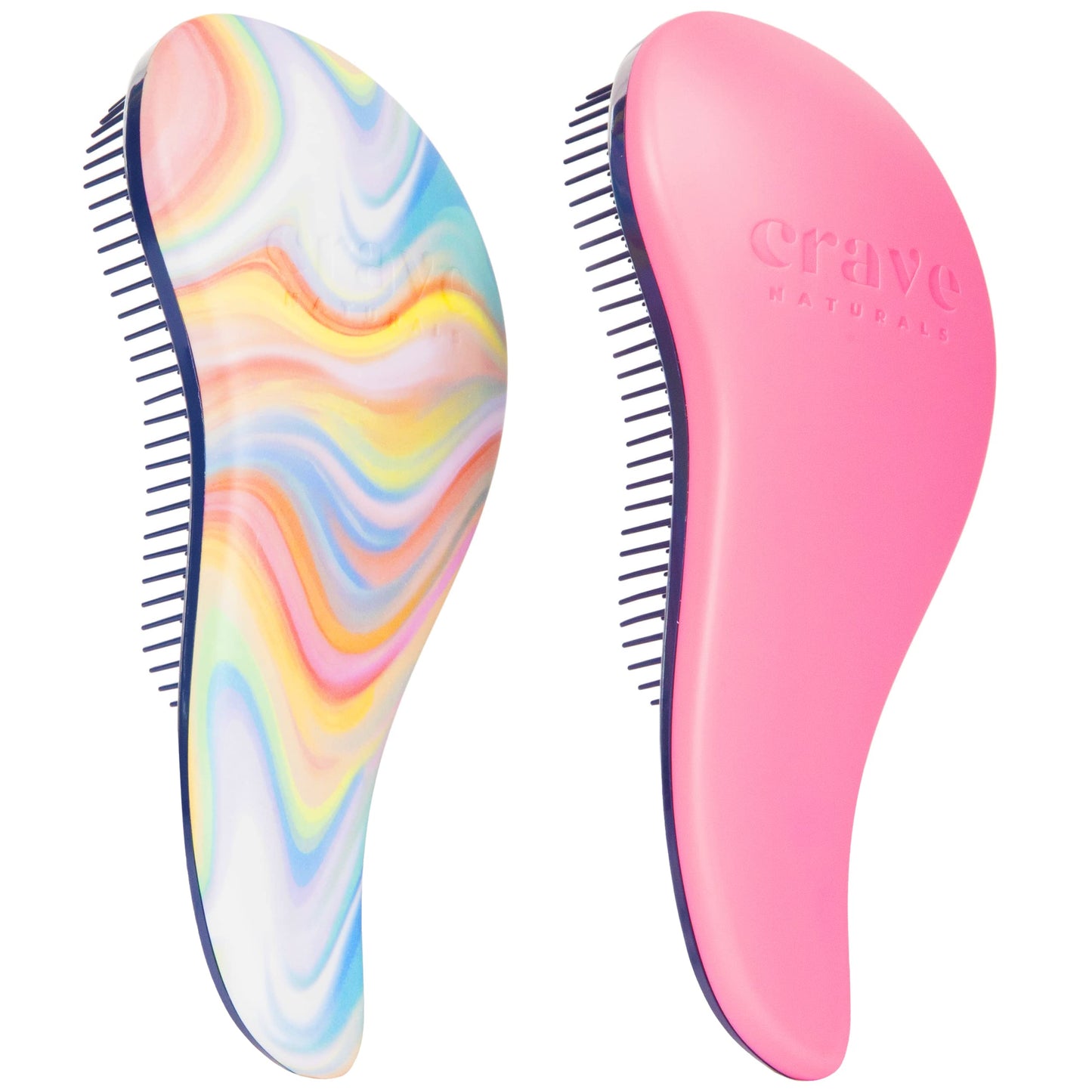 Crave Naturals Glide Thru Detangler Brush Pack of 2 - Curly Hair Brush for Women and Kids - Wet and