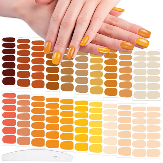 WOKOTO 20 Sheets Orange Nail Strips for Women Nails Multi-Color Orange Brown Nail Polish Strips