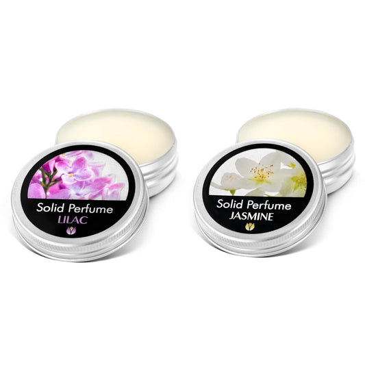 Flowerland Solid Perfumes Set Jasmine, Lilac - Portable Pocket Balm Perfumes Perfect for Travel Use - Natural Fragrance Parfums for Men and Women - Natural & Vegan