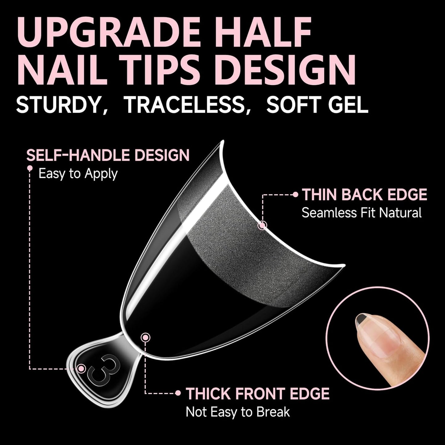 UNA GELLA Almond Gel Nail Tips Short: Half Cover Almond Shape Nail Tips Matte 216pcs Clear Gelly Tips for Saving Nail Extension DIY Nail Art, Self-handle 12Sizes