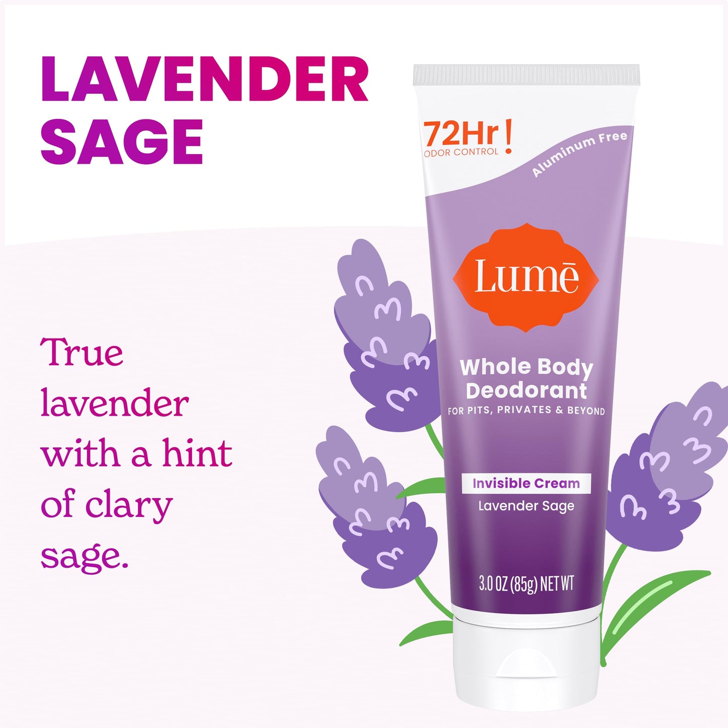 Lume Whole Body Deodorant - Cream Tube - 3 oz, 2 pk (Lavender Sage)