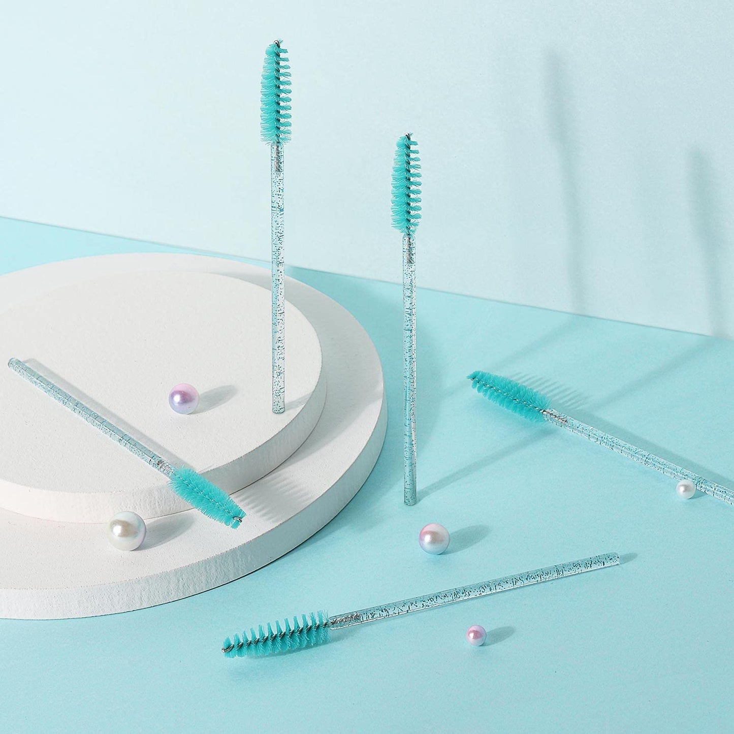 Tbestmax 300 Disposable Mascara Wands Eye Lash Brush Spoolies for Eyebrow/Eyelash Extension Blue