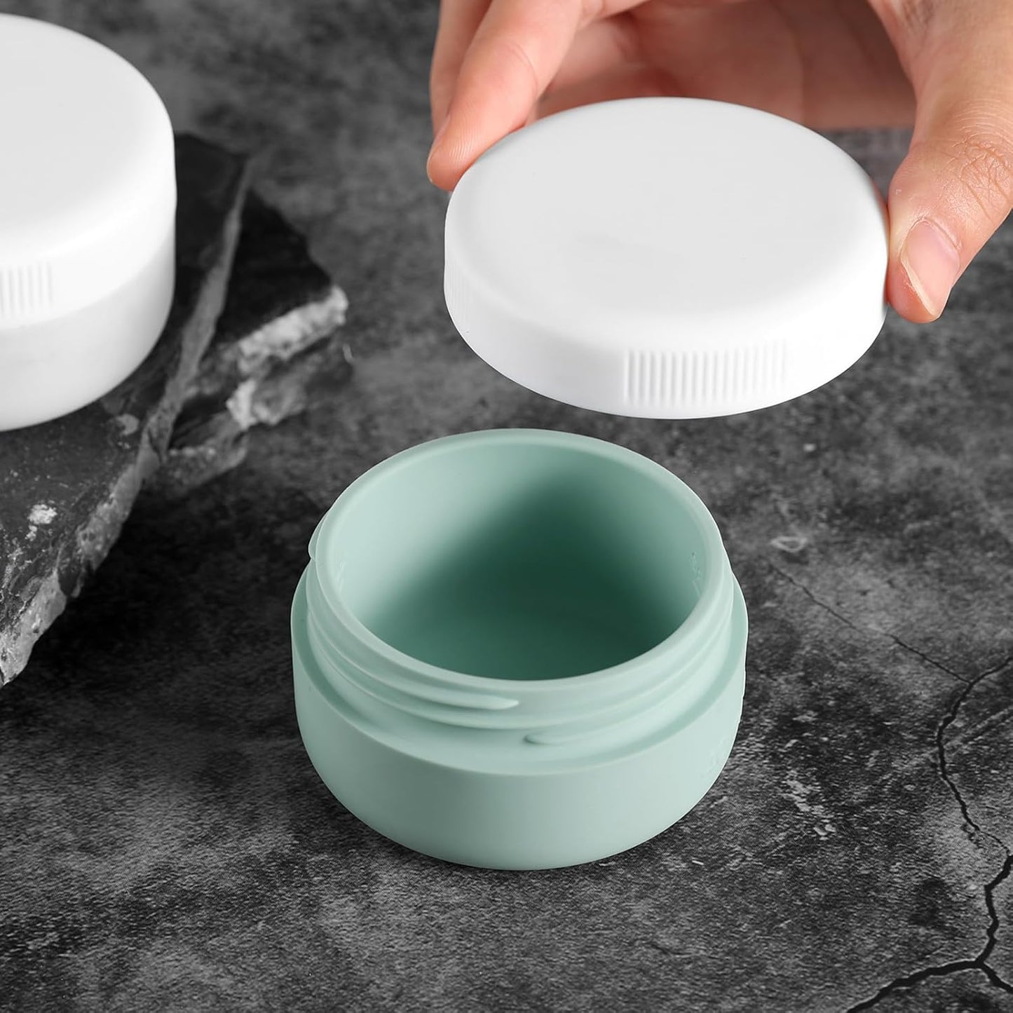 Travel Containers for Toiletries, Silicone Cream Jars BPA-Free, Leak-proof 1.35oz Travel Size Containers, Portable Size Silicone Jars with Lid for Cosmetic Face Hand Body Cream (4 Pack)