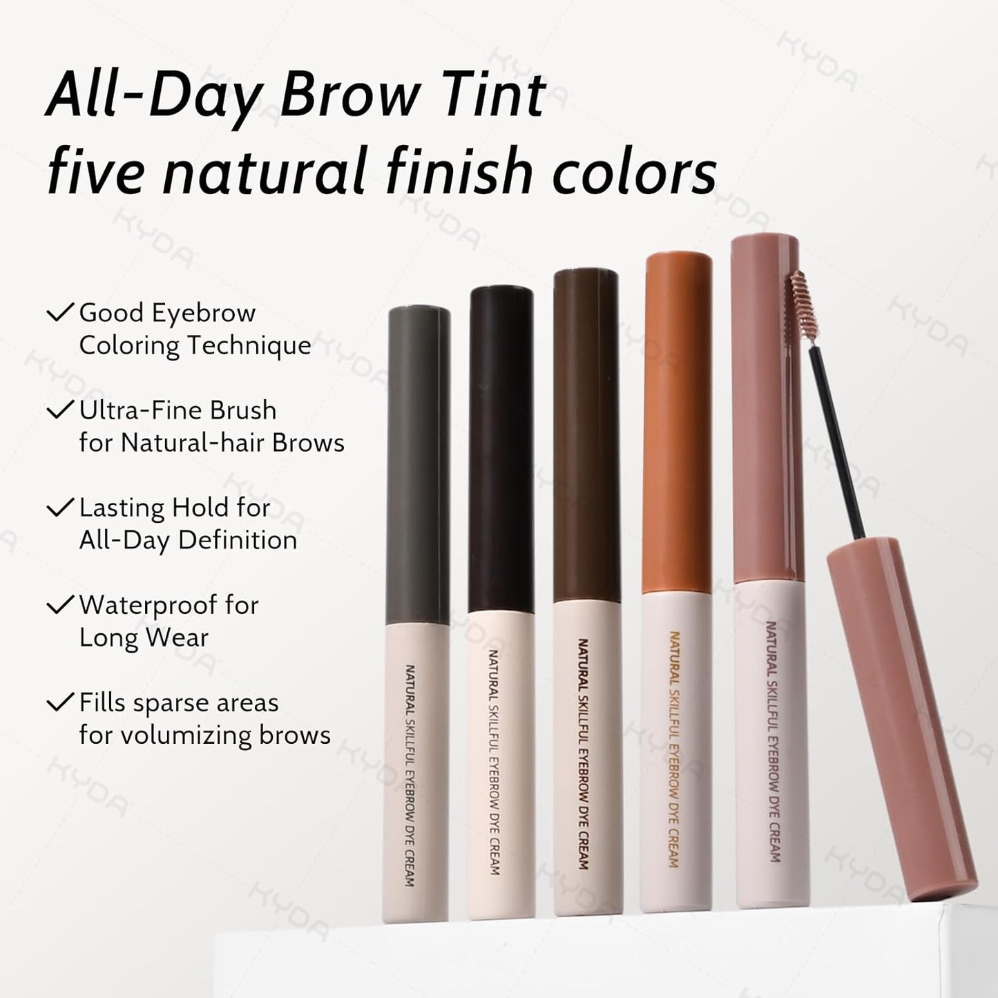 KYDA 2 Pcs Tinted Eyebrow Cream, Ultra-Fine Brush Tinted Brow Gel, Waterproof Smudgeproof Eyebrow Mascara, Long Wear, Natural Brow Makeup without Clumping, Cold Grey