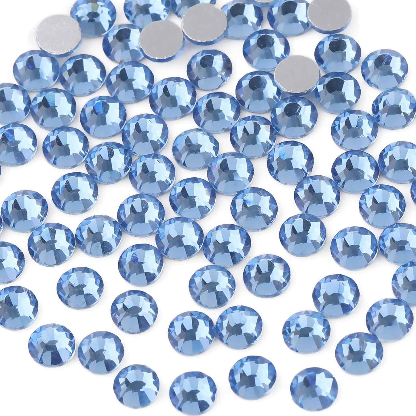 beadsland Flat Back Crystal Rhinestones Round Gems for Nail Art and Craft Glue Fix,Light Blue (4.6-4.8mm) SS20/1440pcs