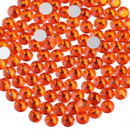 beadsland Flat Back Crystal Rhinestones Round Gems, Orange (4.6-4.8mm) SS20/1440pcs