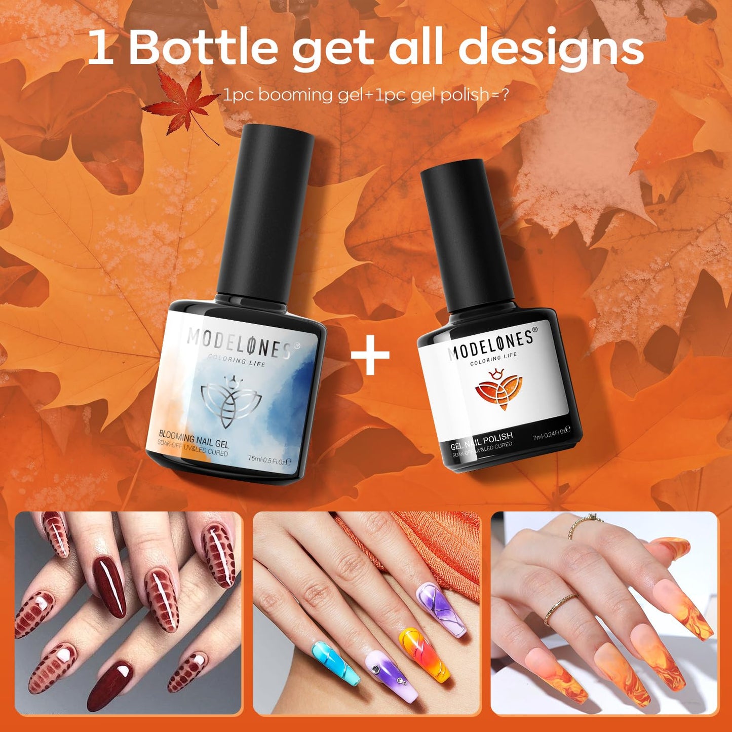 modelones Blooming Gel Nail Polish, 15 ml Clear Nail Art Accessories Stuff for Spreading Effects, Floral Print, Marble, Watercolor Design