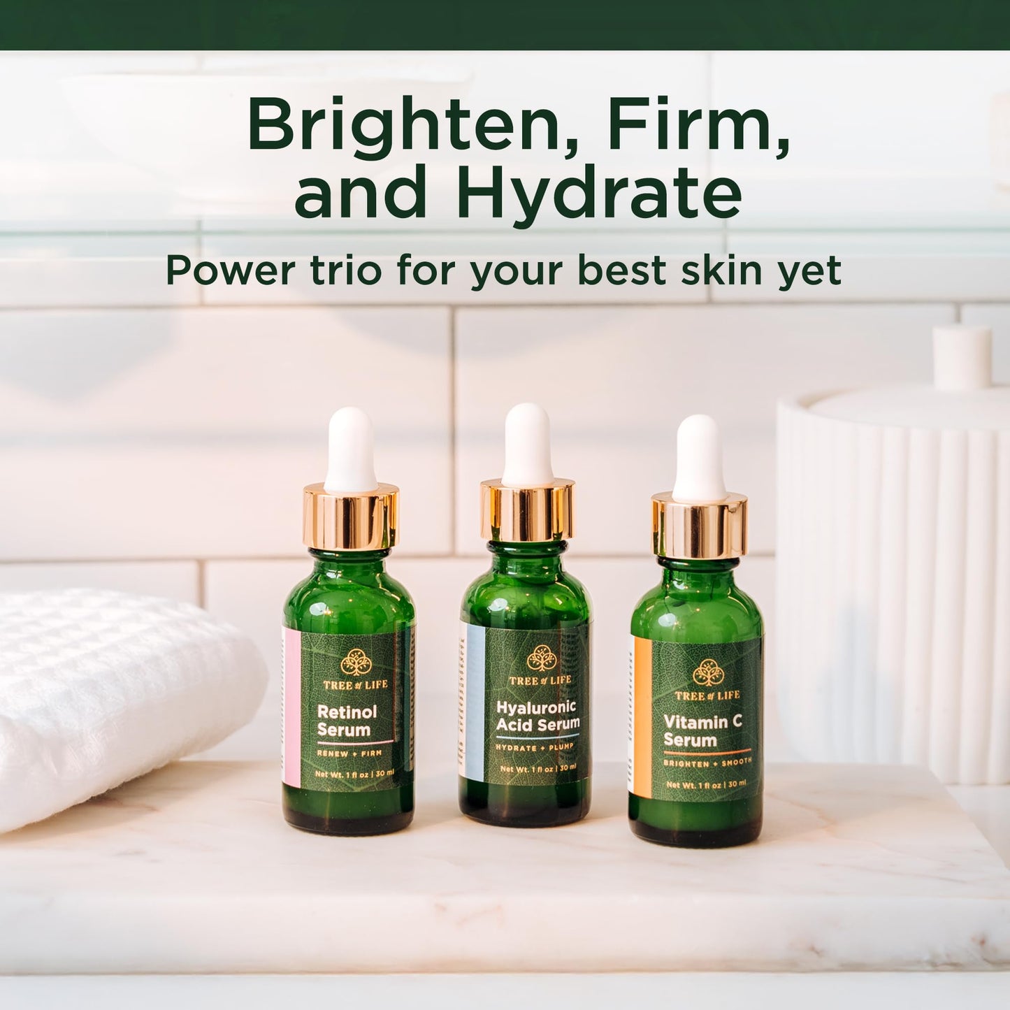 Tree of Life Face Serum Skin Care, Facial Serum for Women and Men, Set of 3