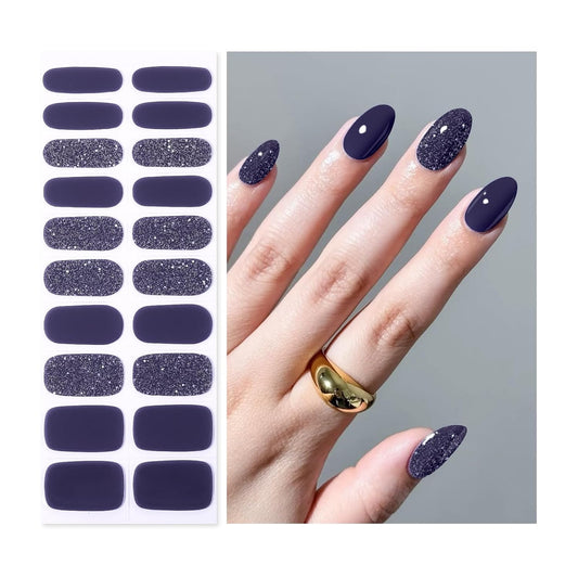 Semi Cured Gel Nail Strips | Built-In Gel Top Coat | UV Light Required | Salon Quality, Easy