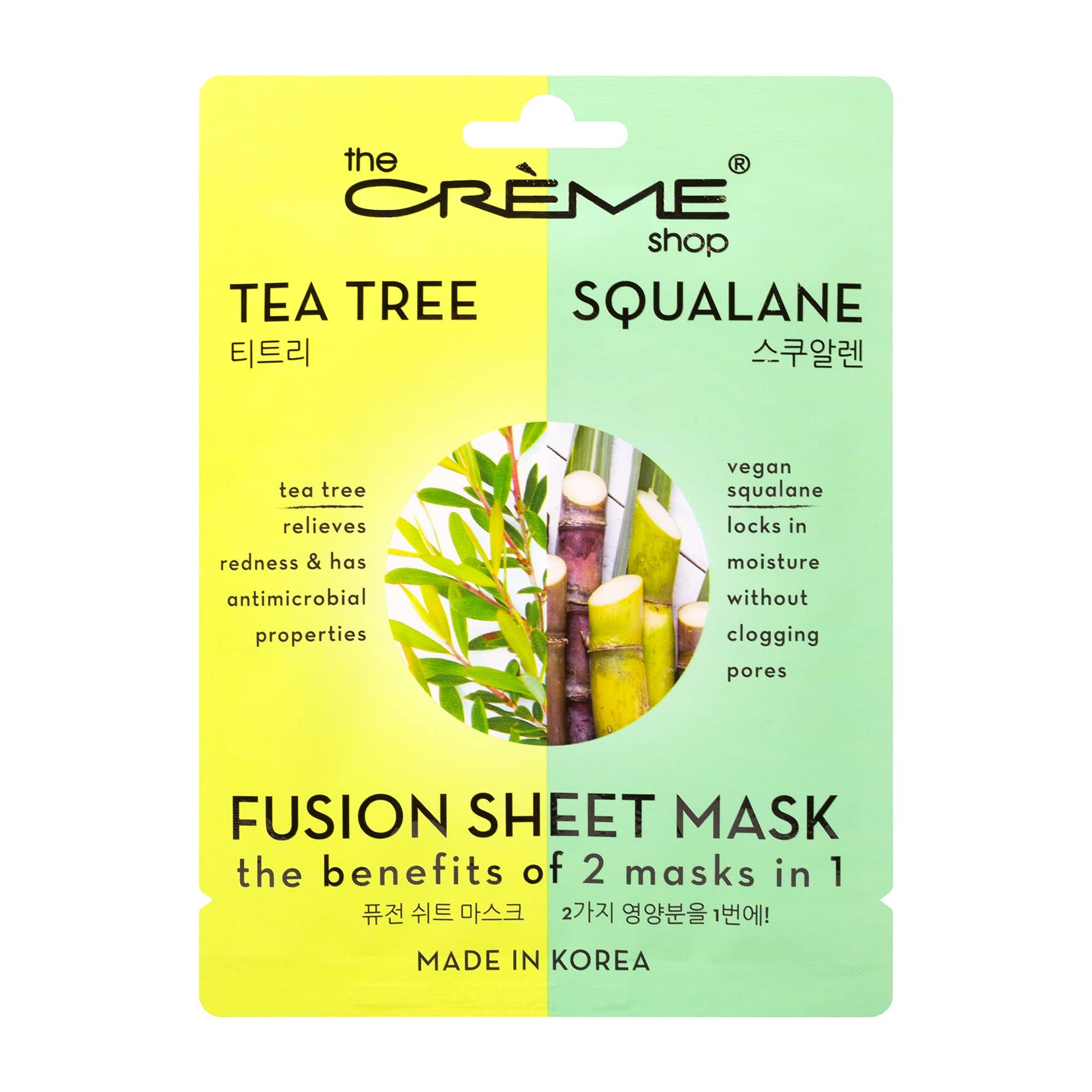 The Crème Shop Tea Tree & Squalane Fusion Sheet Mask, Korean Sheet Mask, Tea Tree Face Mask with