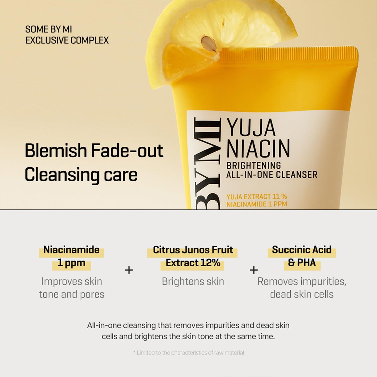 SOME BY MI Yuja Niacin Brightening All in One Cleanser - 3.38Oz, 100ml - Mild Daily Face Wash for