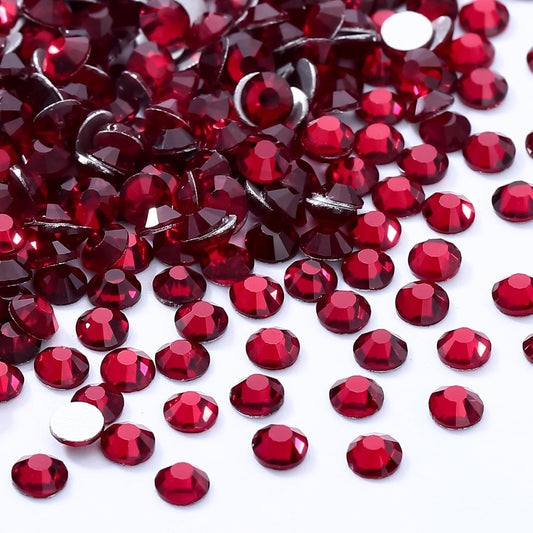Siam Flatback Rhinestones, Glass Rhinestones for Nail Art and Craft, Glue Fix, Loose Crystal