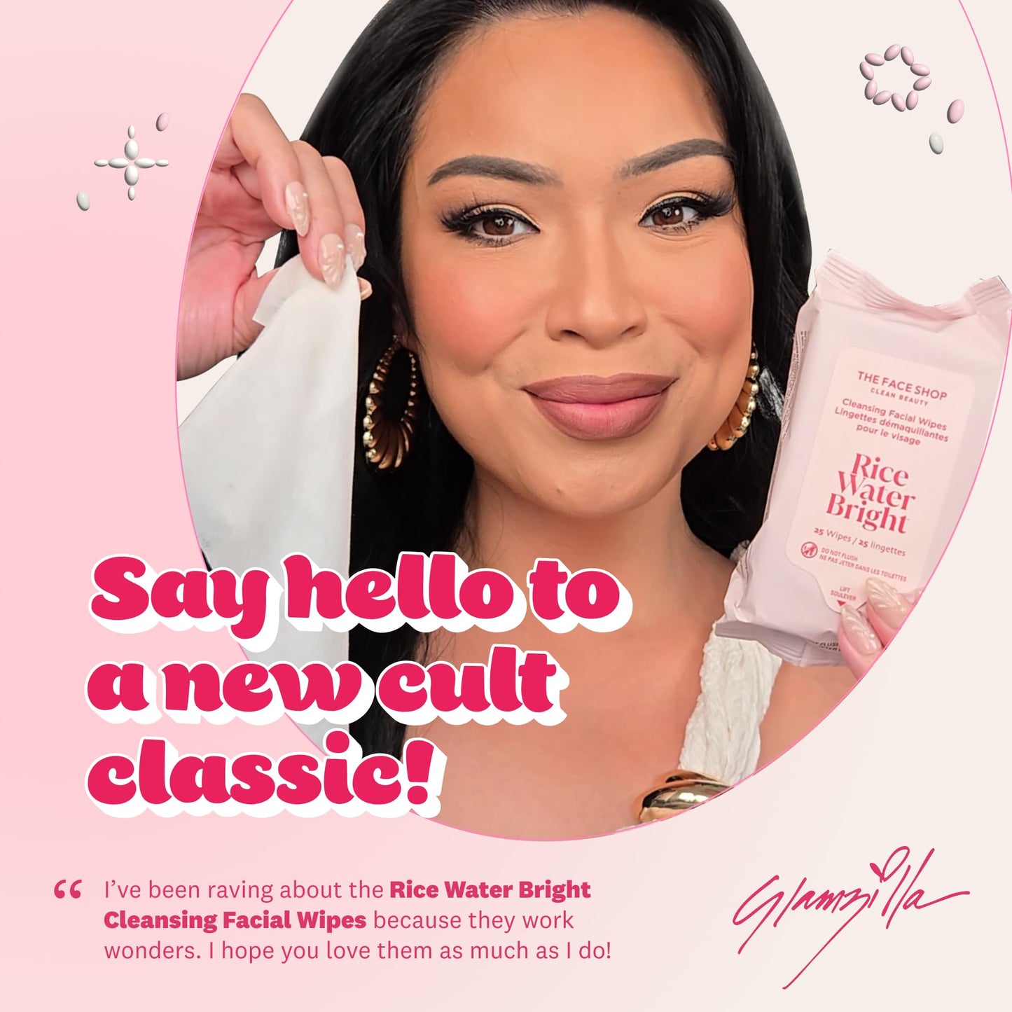 THE FACE SHOP X GLAMZILLA Rice Water Bright Cleansing Wipes On-the-Go Bundle for Face
