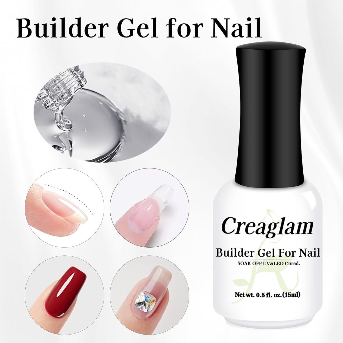 Women Builder Gel for Nails: 2Pcs 7 in 1 Clear Builder Nail Gel Set for Fast Nail Art Set DIY Home Manicure - 15ml Extension Strengthener for Nails Art Design