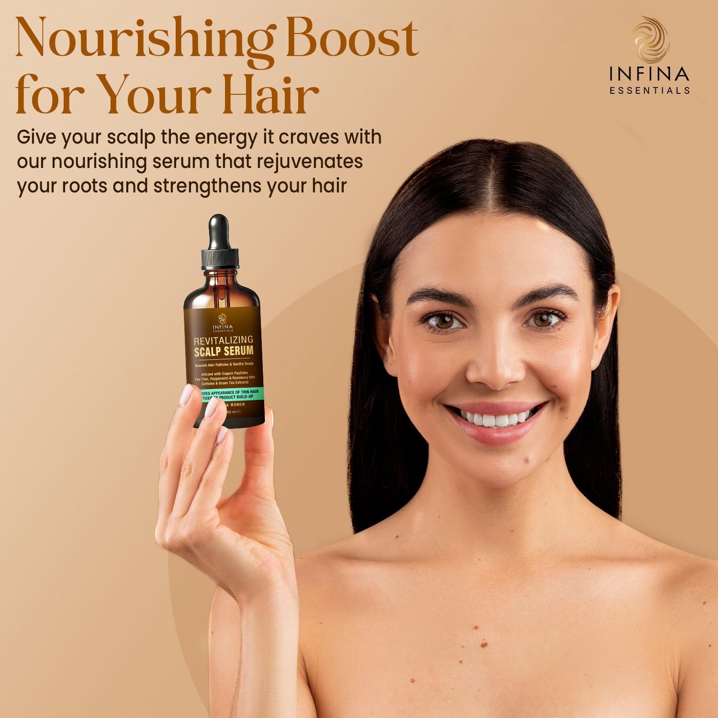 Revitalizing Scalp Serum for Hair Growth with Copper Peptides, Caffeine & Tea Tree Oil - Nourishing Scalp Oil for Itchy Dry Scalp, Detoxifies Build-Up, Deep Hydration for All Hair Types, 2 fl oz