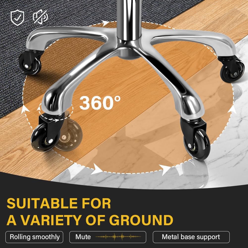 WKWKER Heavy Duty Rolling Stool with Wheels Hydraulic Swivel Adjustable Rolling Stool Ergonomic