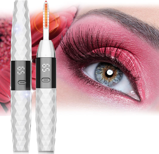 Heated Eyelash Curlers - Heated Lash Curler Best Seller Electric Eyelash Curler Rechargeable for 24H Long Lasting Natural Eyelashes, 4 Heating Modes, 8S Fast Heating, White