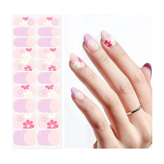 Semi Cured Gel Nail Strips | Built-In Gel Top Coat | UV Light Required | Salon Quality, Easy