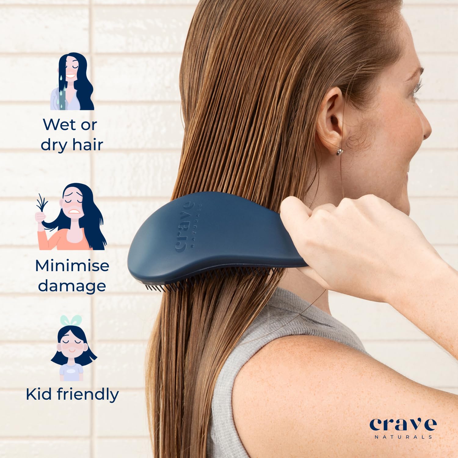 Crave Naturals Glide Thru Hair Brush - Detangler Brush for Curly, Straight, Wet or Dry Hair