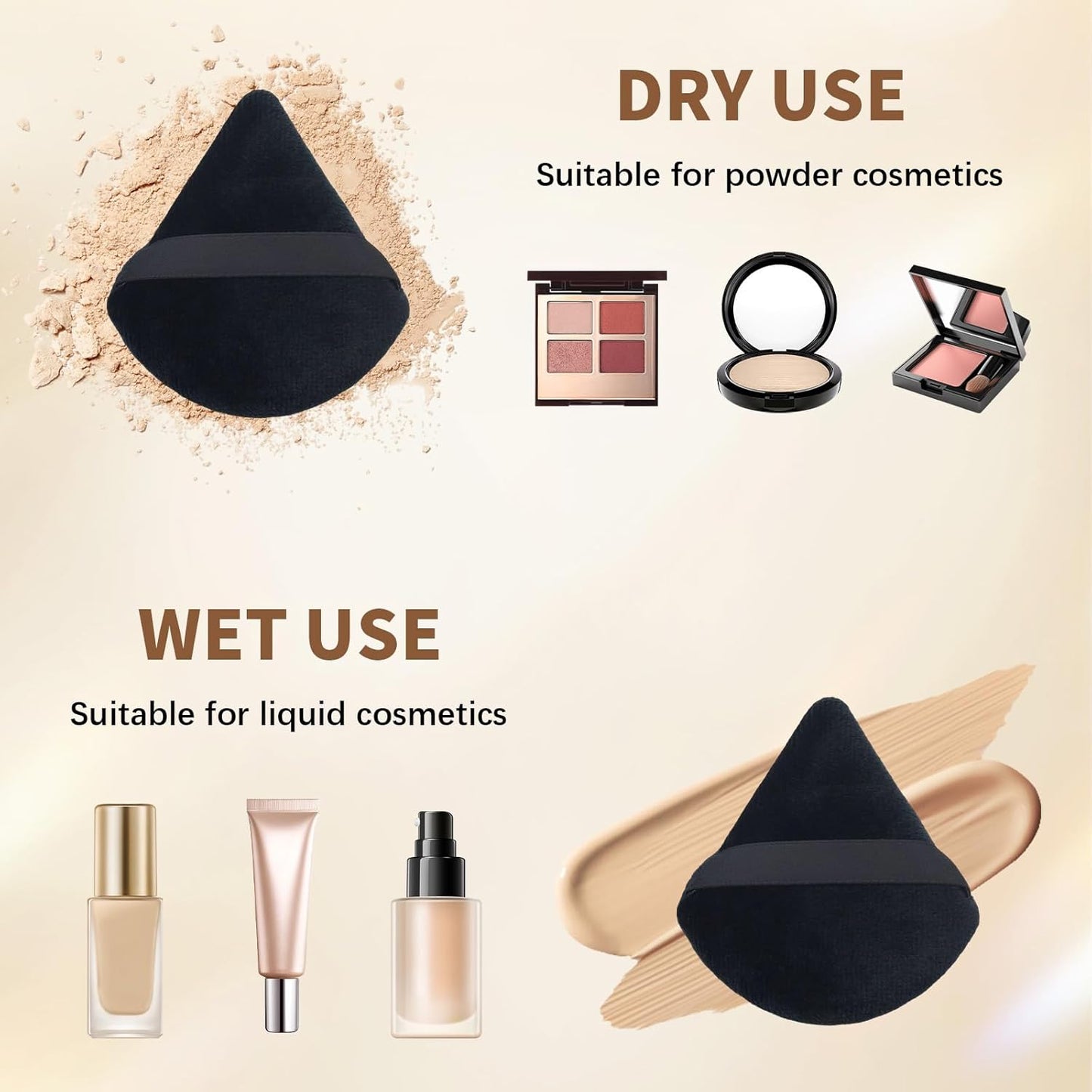 Triangle Makeup Powder Puff, 60pcs Setting Powder Puffs, This Cosmetic Wedges For Face, Under Eyes And Neck, Velvet Material