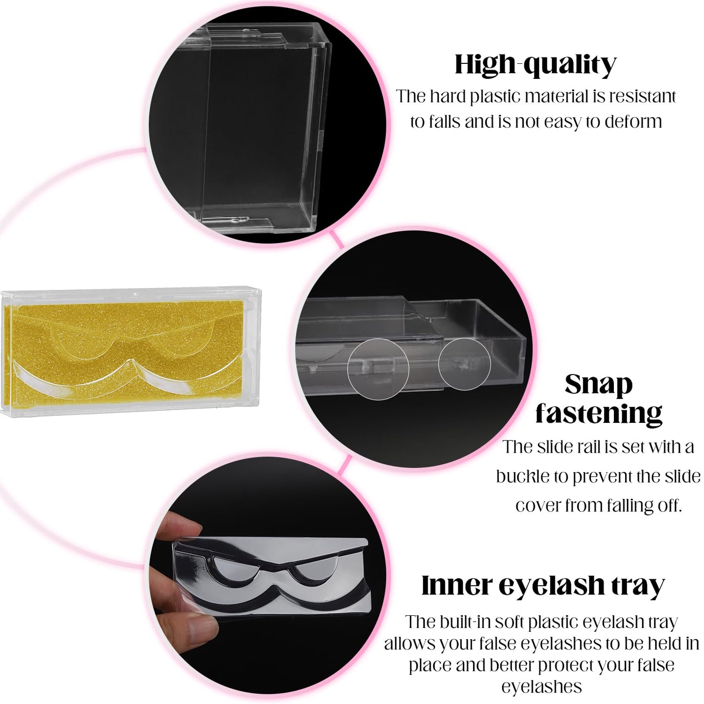 Empty Lash Boxes, 30 Pack Customizable False Eyelash Packaging Cases Bulk Storage Containers, Premium Display and Protection (Gold)