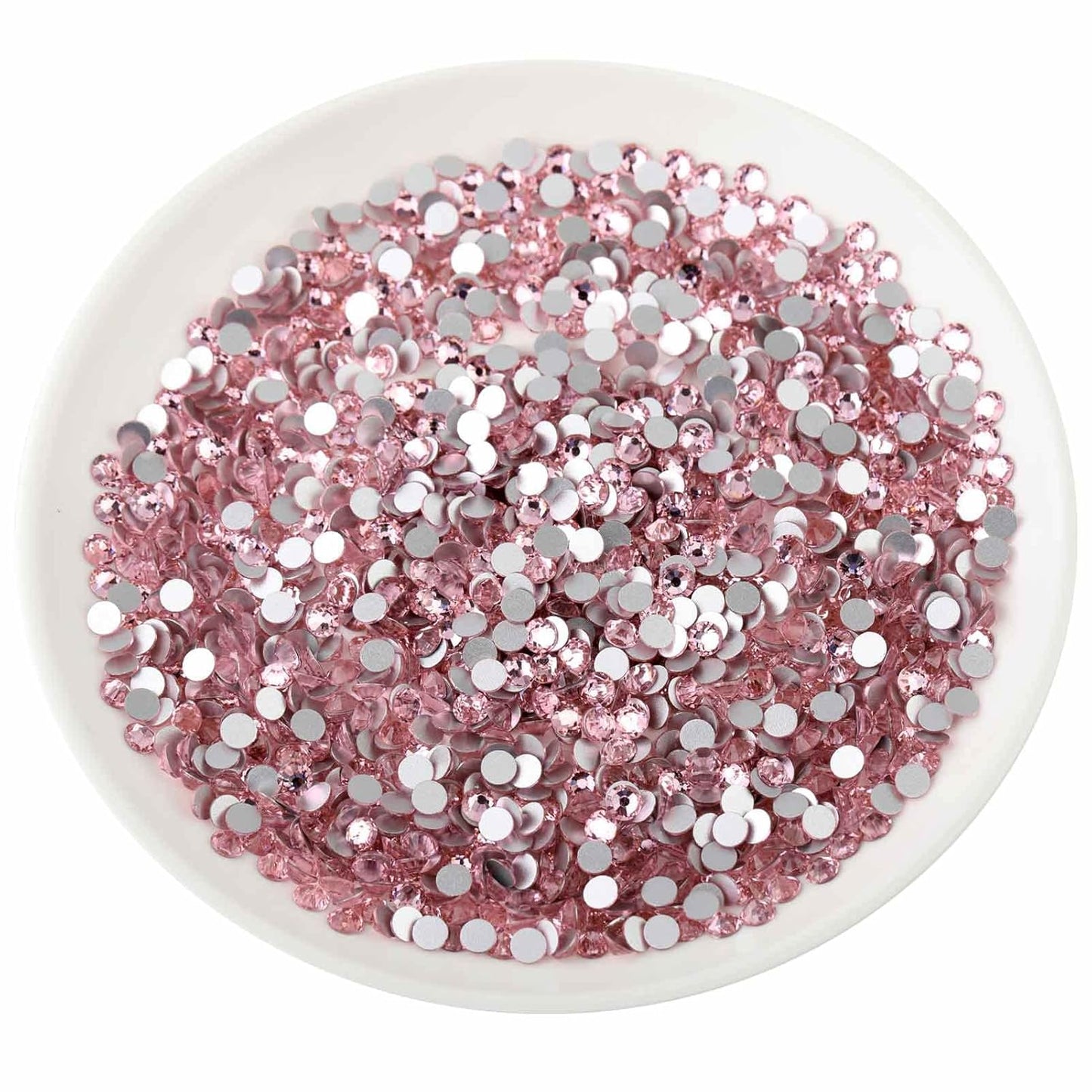 beadsland Flat Back Crystal Rhinestones Round Gems, Light Pink (4.6-4.8mm) SS20/1440pcs